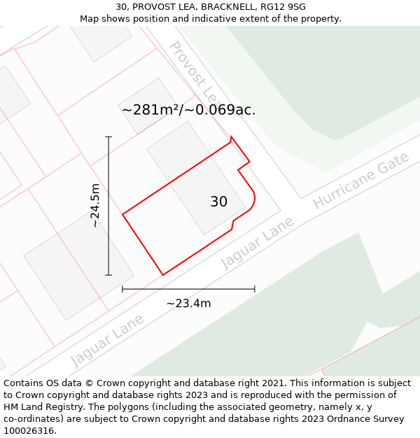 30, PROVOST LEA, BRACKNELL, RG12 9SG: Plot and title map