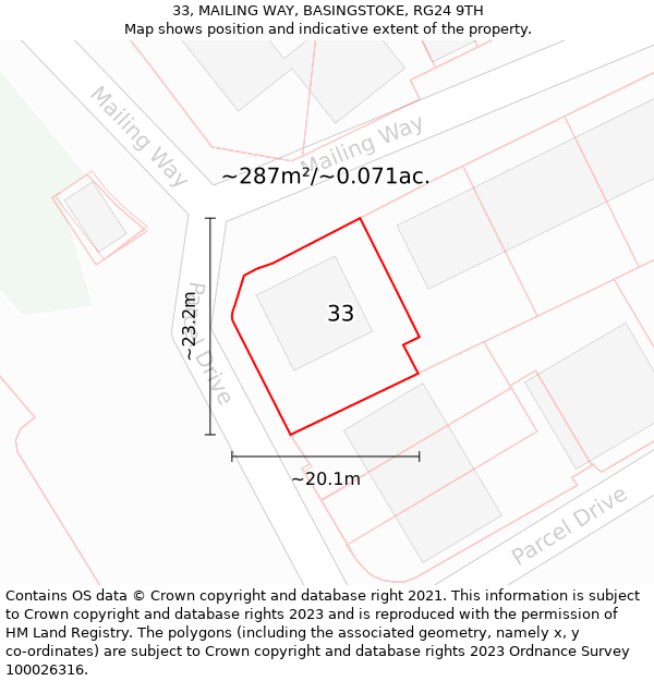 33, MAILING WAY, BASINGSTOKE, RG24 9TH: Plot and title map