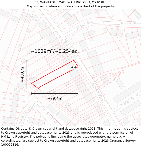 33, WANTAGE ROAD, WALLINGFORD, OX10 0LR: Plot and title map