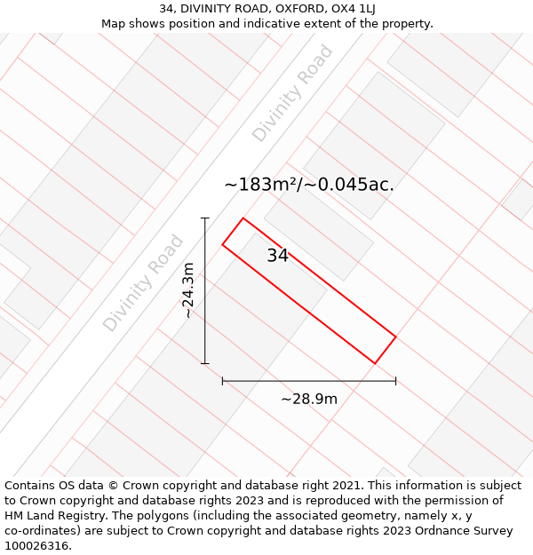 34, DIVINITY ROAD, OXFORD, OX4 1LJ: Plot and title map