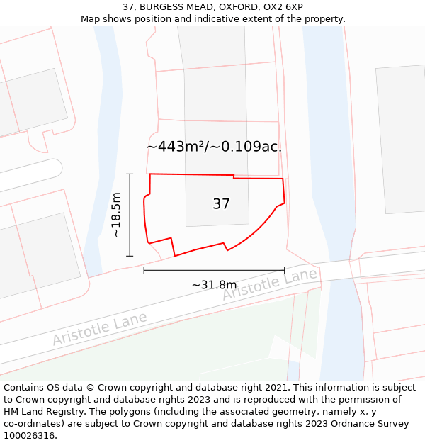 37, BURGESS MEAD, OXFORD, OX2 6XP: Plot and title map