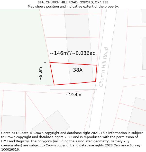 38A, CHURCH HILL ROAD, OXFORD, OX4 3SE: Plot and title map