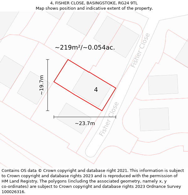 4, FISHER CLOSE, BASINGSTOKE, RG24 9TL: Plot and title map