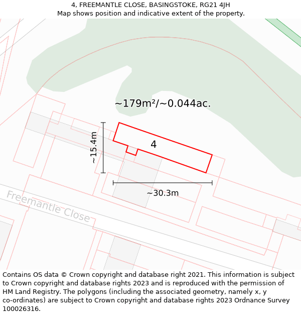 4, FREEMANTLE CLOSE, BASINGSTOKE, RG21 4JH: Plot and title map