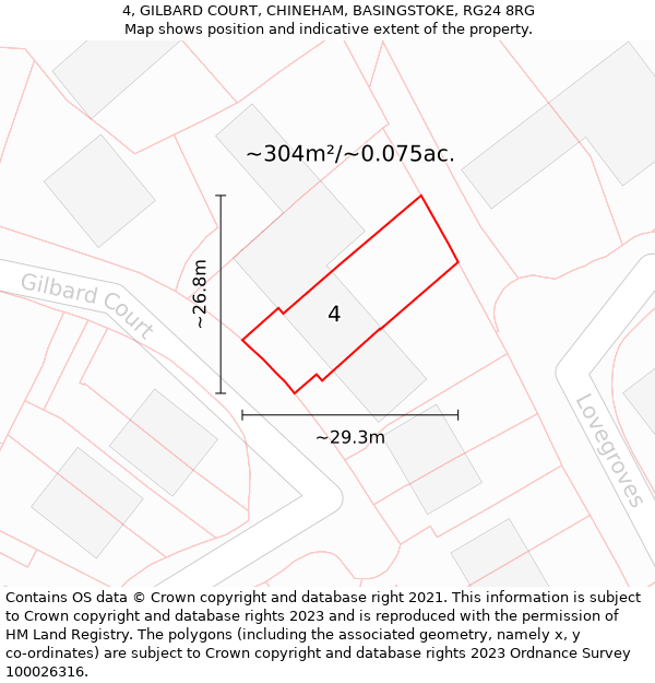 4, GILBARD COURT, CHINEHAM, BASINGSTOKE, RG24 8RG: Plot and title map