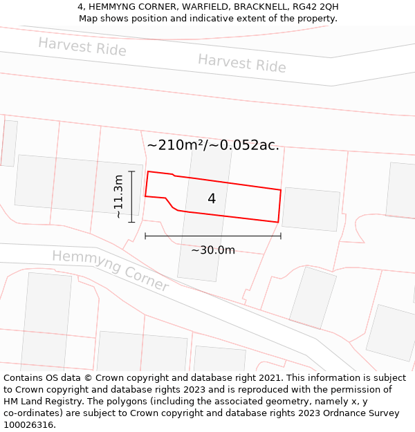 4, HEMMYNG CORNER, WARFIELD, BRACKNELL, RG42 2QH: Plot and title map