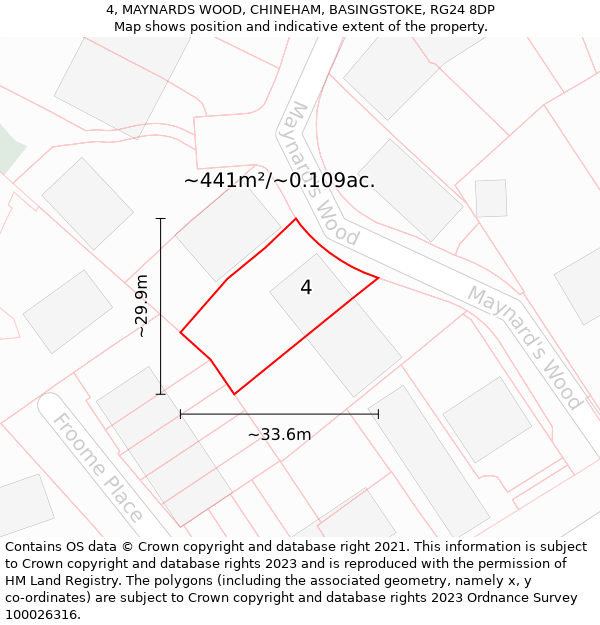 4, MAYNARDS WOOD, CHINEHAM, BASINGSTOKE, RG24 8DP: Plot and title map