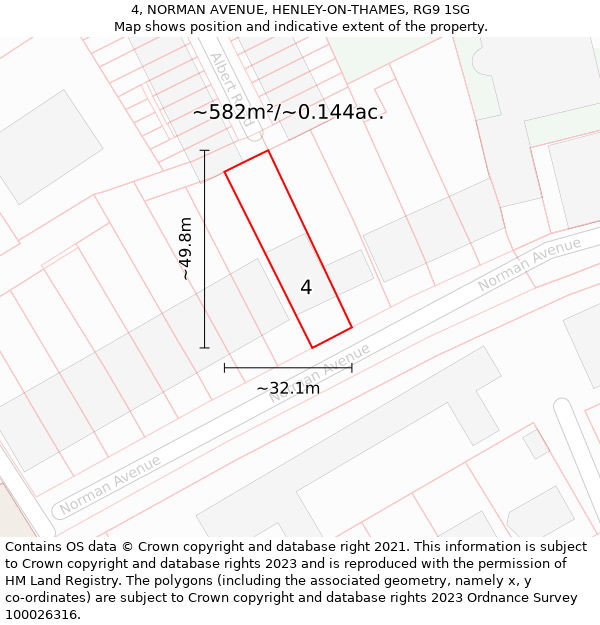 4, NORMAN AVENUE, HENLEY-ON-THAMES, RG9 1SG: Plot and title map