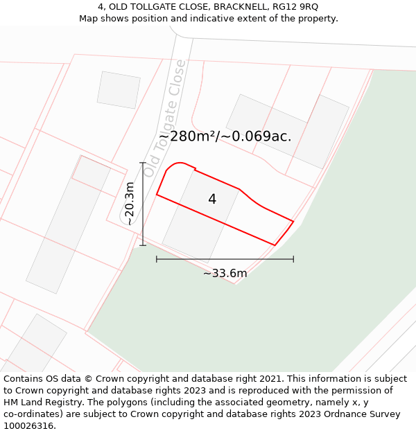 4, OLD TOLLGATE CLOSE, BRACKNELL, RG12 9RQ: Plot and title map