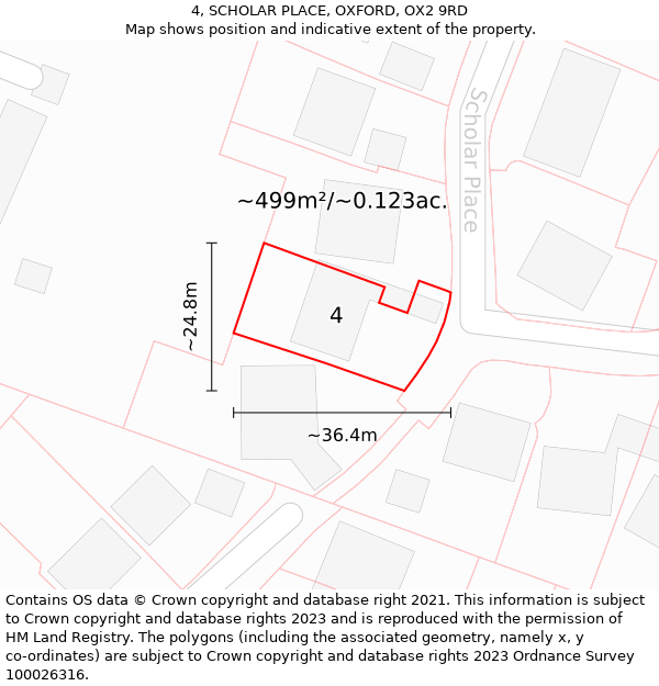 4, SCHOLAR PLACE, OXFORD, OX2 9RD: Plot and title map