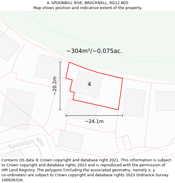 4, SPOONBILL RISE, BRACKNELL, RG12 8ED: Plot and title map