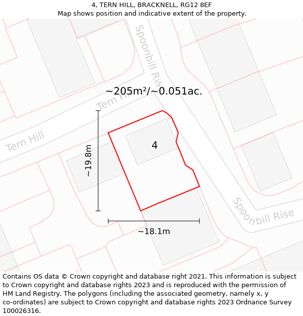 4, TERN HILL, BRACKNELL, RG12 8EF: Plot and title map