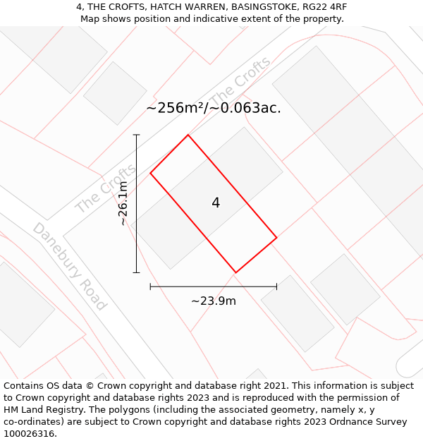 4, THE CROFTS, HATCH WARREN, BASINGSTOKE, RG22 4RF: Plot and title map