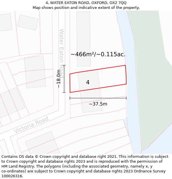 4, WATER EATON ROAD, OXFORD, OX2 7QQ: Plot and title map