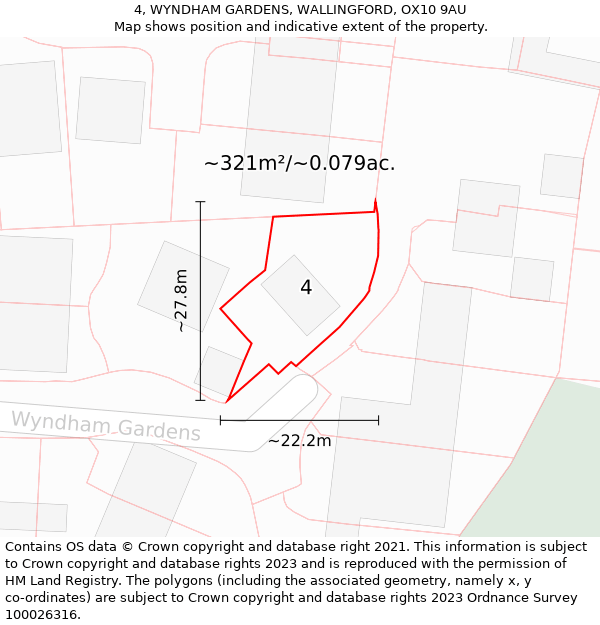 4, WYNDHAM GARDENS, WALLINGFORD, OX10 9AU: Plot and title map