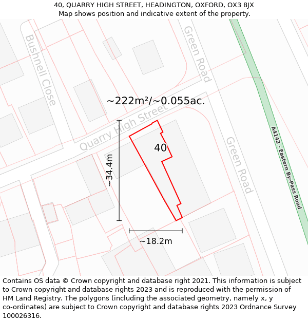 40, QUARRY HIGH STREET, HEADINGTON, OXFORD, OX3 8JX: Plot and title map