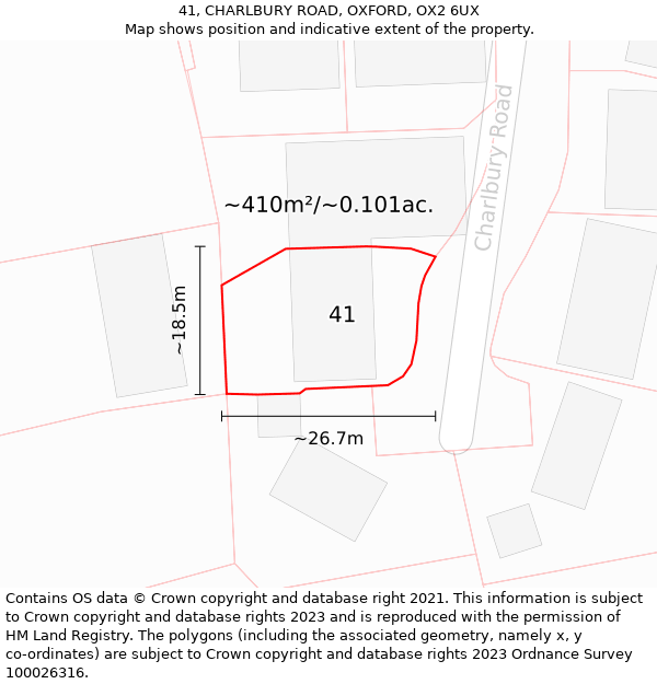 41, CHARLBURY ROAD, OXFORD, OX2 6UX: Plot and title map