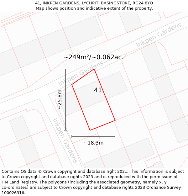 41, INKPEN GARDENS, LYCHPIT, BASINGSTOKE, RG24 8YQ: Plot and title map