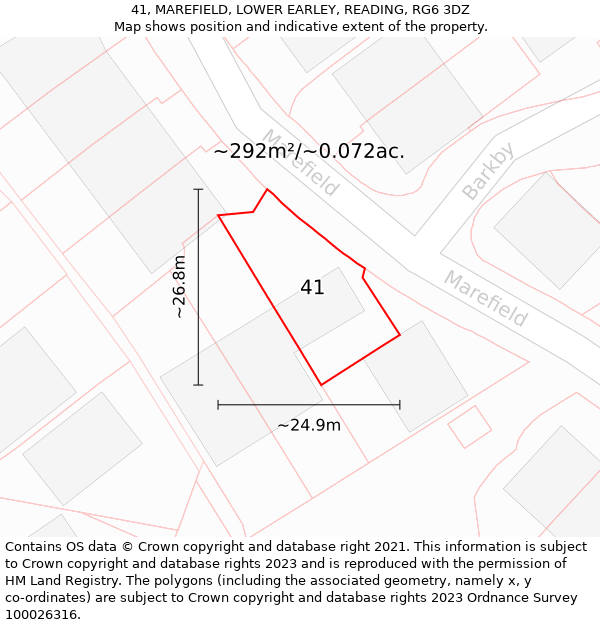 41, MAREFIELD, LOWER EARLEY, READING, RG6 3DZ: Plot and title map