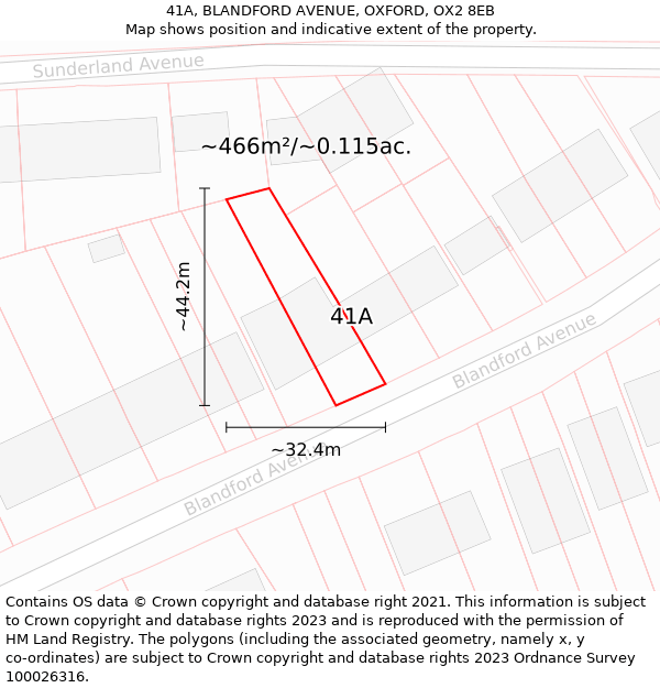 41A, BLANDFORD AVENUE, OXFORD, OX2 8EB: Plot and title map