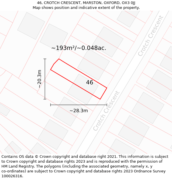 46, CROTCH CRESCENT, MARSTON, OXFORD, OX3 0JJ: Plot and title map