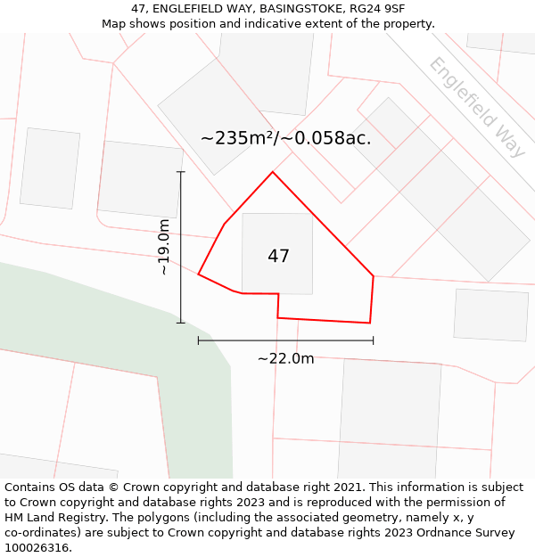 47, ENGLEFIELD WAY, BASINGSTOKE, RG24 9SF: Plot and title map