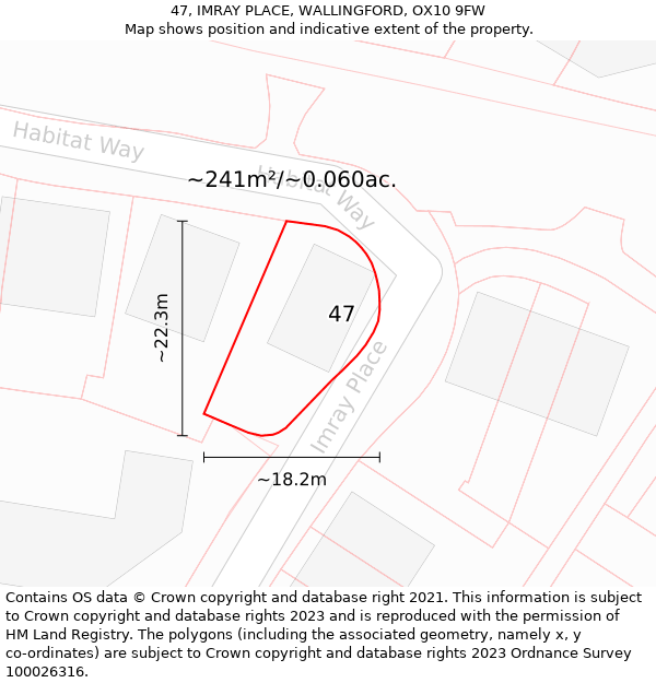 47, IMRAY PLACE, WALLINGFORD, OX10 9FW: Plot and title map