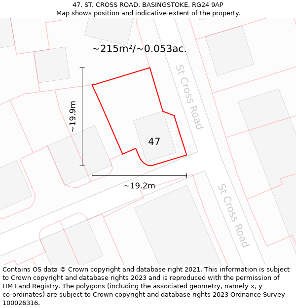 47, ST. CROSS ROAD, BASINGSTOKE, RG24 9AP: Plot and title map