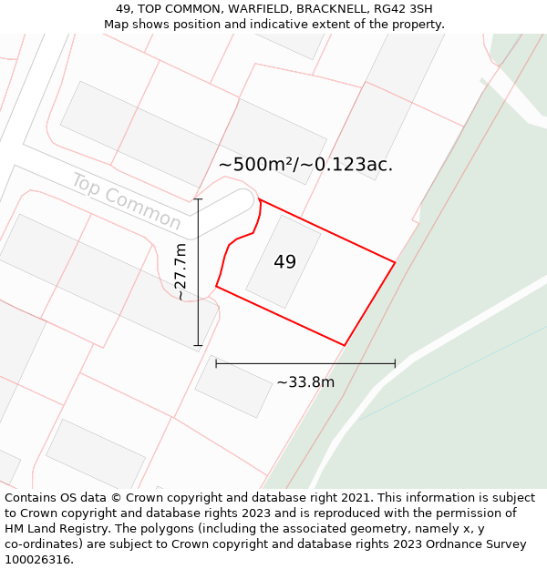 49, TOP COMMON, WARFIELD, BRACKNELL, RG42 3SH: Plot and title map