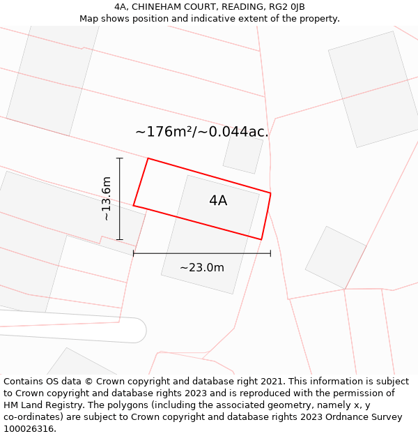 4A, CHINEHAM COURT, READING, RG2 0JB: Plot and title map