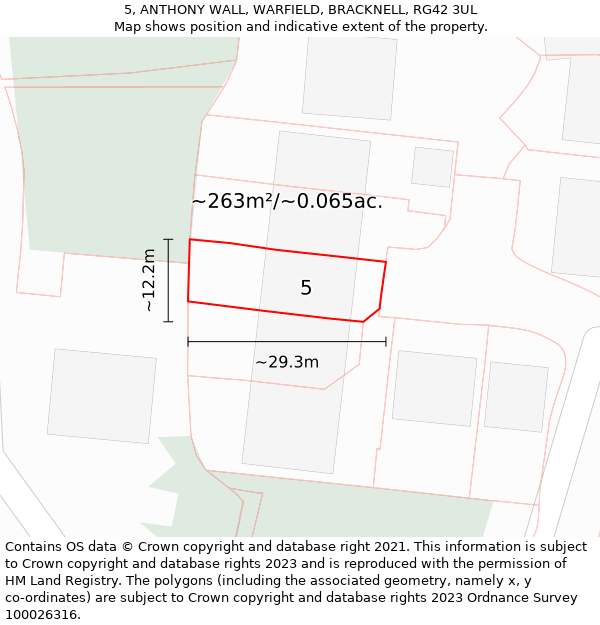 5, ANTHONY WALL, WARFIELD, BRACKNELL, RG42 3UL: Plot and title map