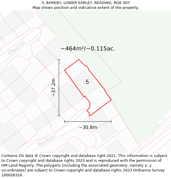 5, BARKBY, LOWER EARLEY, READING, RG6 3DY: Plot and title map