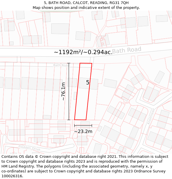 5, BATH ROAD, CALCOT, READING, RG31 7QH: Plot and title map