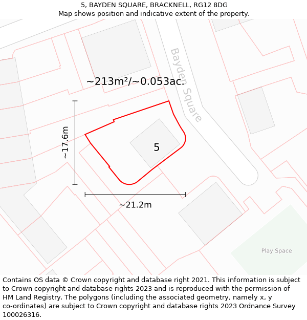 5, BAYDEN SQUARE, BRACKNELL, RG12 8DG: Plot and title map