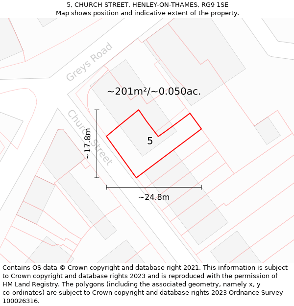 5, CHURCH STREET, HENLEY-ON-THAMES, RG9 1SE: Plot and title map