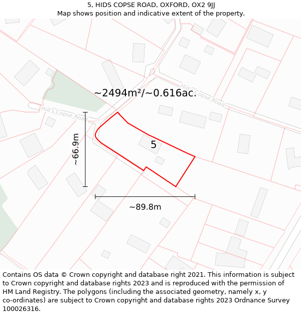 5, HIDS COPSE ROAD, OXFORD, OX2 9JJ: Plot and title map