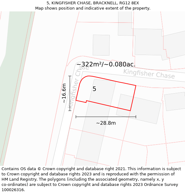 5, KINGFISHER CHASE, BRACKNELL, RG12 8EX: Plot and title map