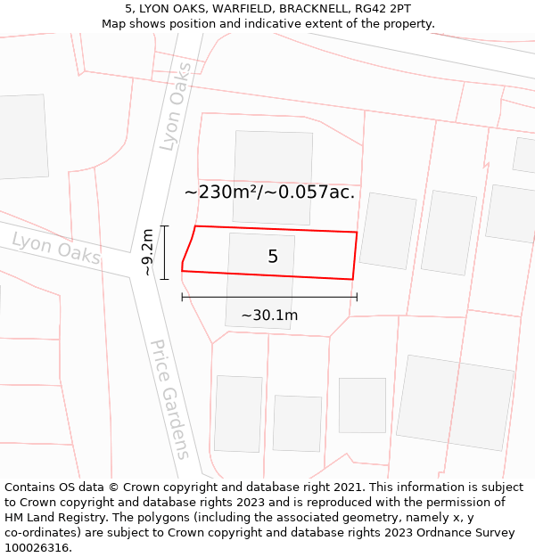 5, LYON OAKS, WARFIELD, BRACKNELL, RG42 2PT: Plot and title map