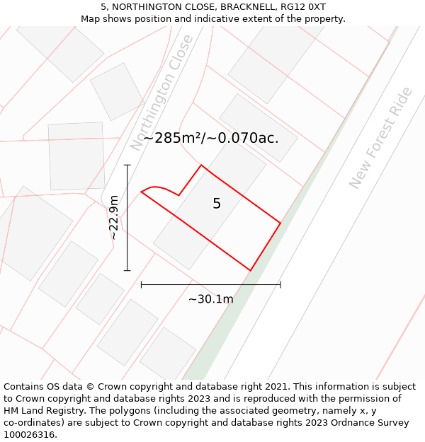 5, NORTHINGTON CLOSE, BRACKNELL, RG12 0XT: Plot and title map