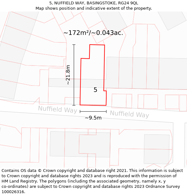 5, NUFFIELD WAY, BASINGSTOKE, RG24 9QL: Plot and title map