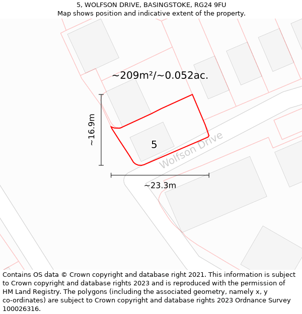 5, WOLFSON DRIVE, BASINGSTOKE, RG24 9FU: Plot and title map