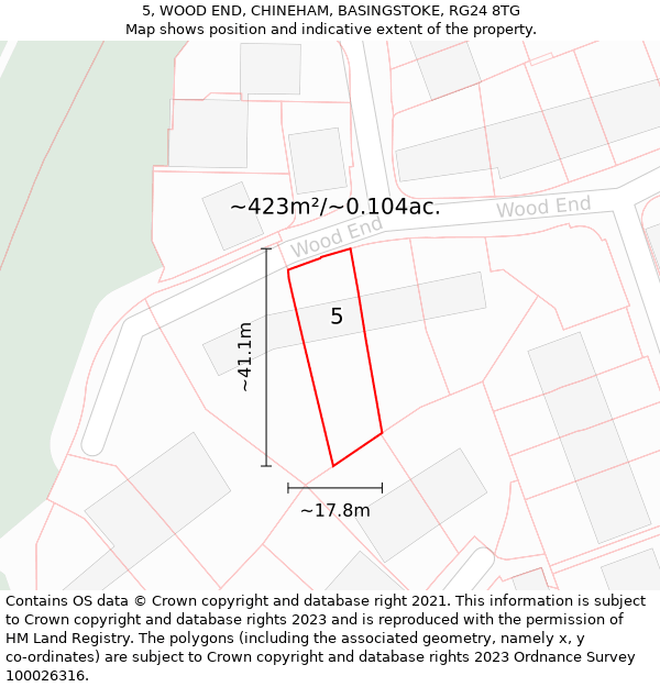 5, WOOD END, CHINEHAM, BASINGSTOKE, RG24 8TG: Plot and title map