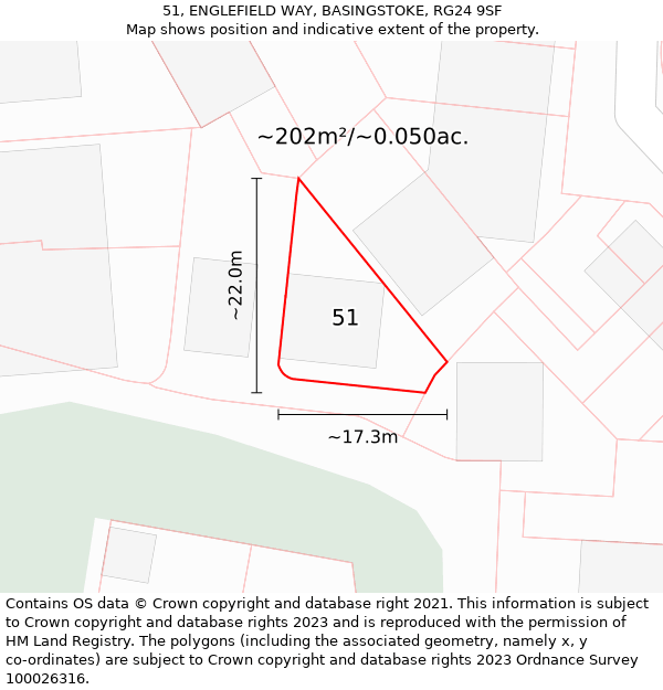 51, ENGLEFIELD WAY, BASINGSTOKE, RG24 9SF: Plot and title map