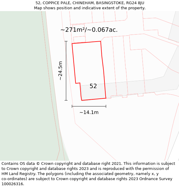 52, COPPICE PALE, CHINEHAM, BASINGSTOKE, RG24 8JU: Plot and title map