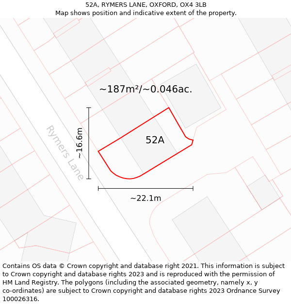 52A, RYMERS LANE, OXFORD, OX4 3LB: Plot and title map