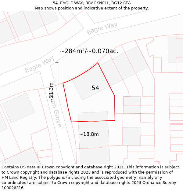 54, EAGLE WAY, BRACKNELL, RG12 8EA: Plot and title map