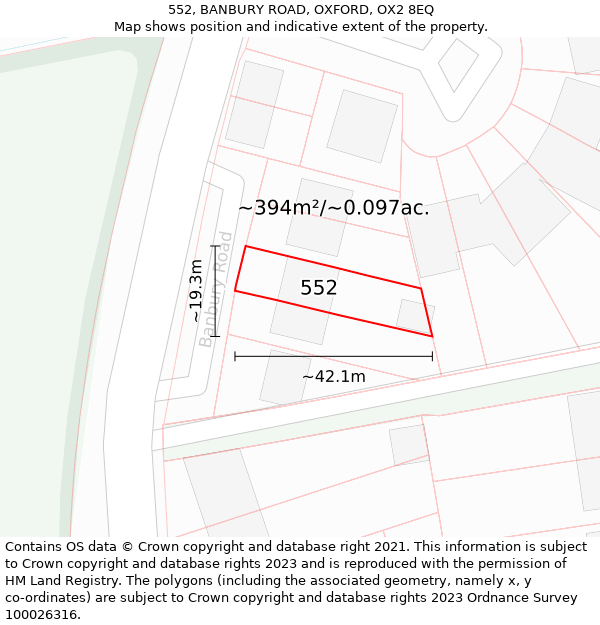 552, BANBURY ROAD, OXFORD, OX2 8EQ: Plot and title map
