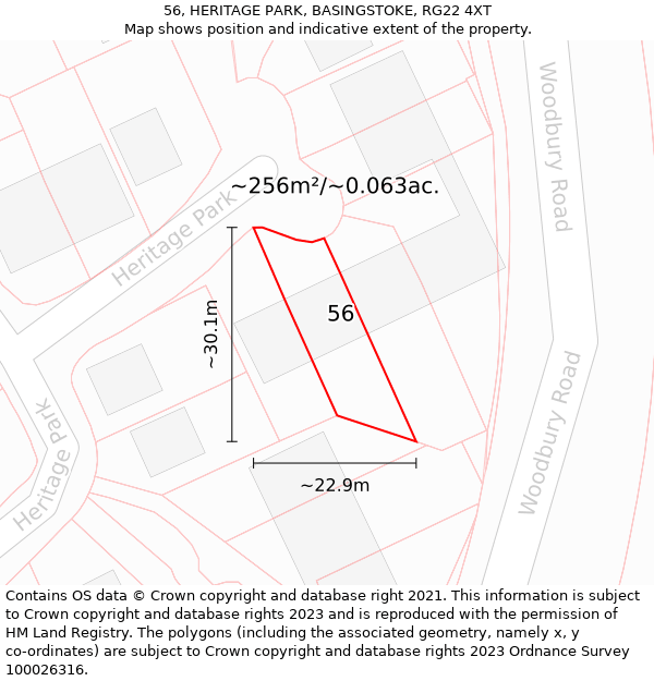 56, HERITAGE PARK, BASINGSTOKE, RG22 4XT: Plot and title map