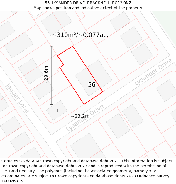 56, LYSANDER DRIVE, BRACKNELL, RG12 9NZ: Plot and title map