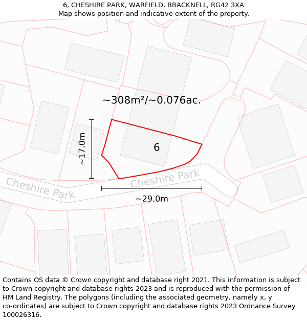 6, CHESHIRE PARK, WARFIELD, BRACKNELL, RG42 3XA: Plot and title map
